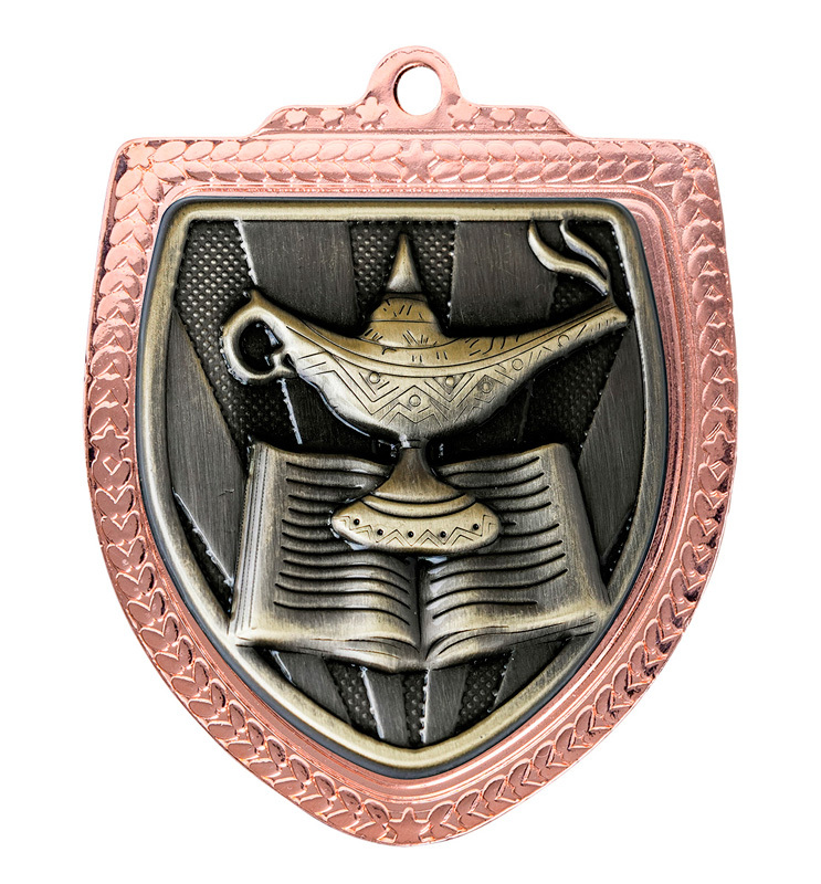 1067BVP-MS39G Shield Medal - Lamp of Knowledge