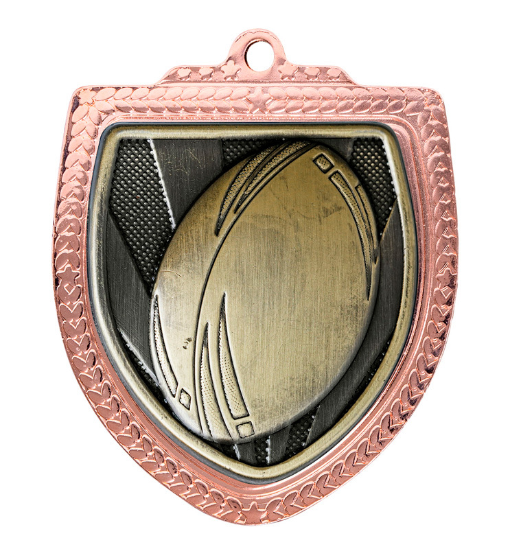 1067BVP-MS6B Shield Medal - Rugby Ball