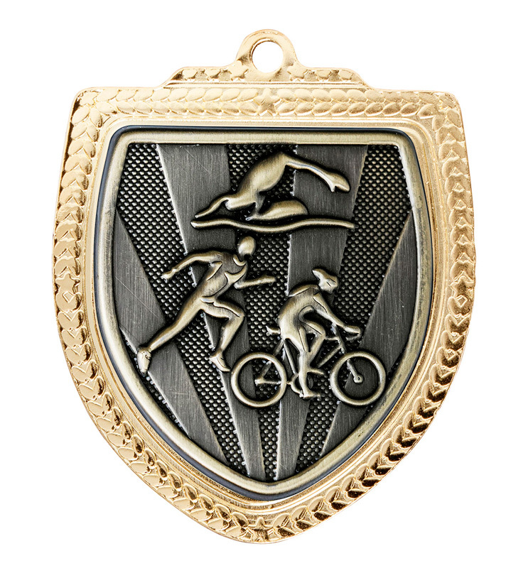 1067GVP-MS15G Shield Medal - Triathlon