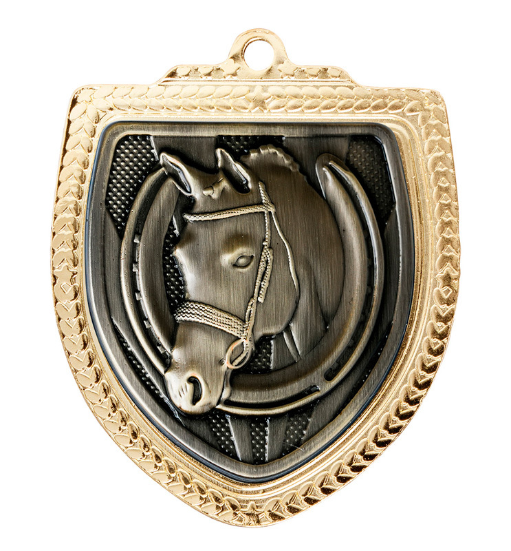1067GVP-MS29G Shield Medal - Horses