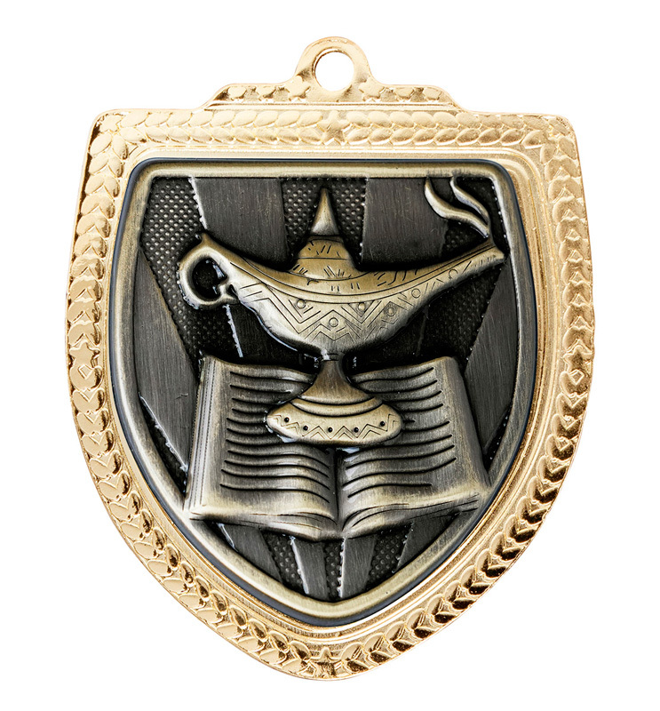 1067GVP-MS39G Shield Medal - Lamp of Knowledge