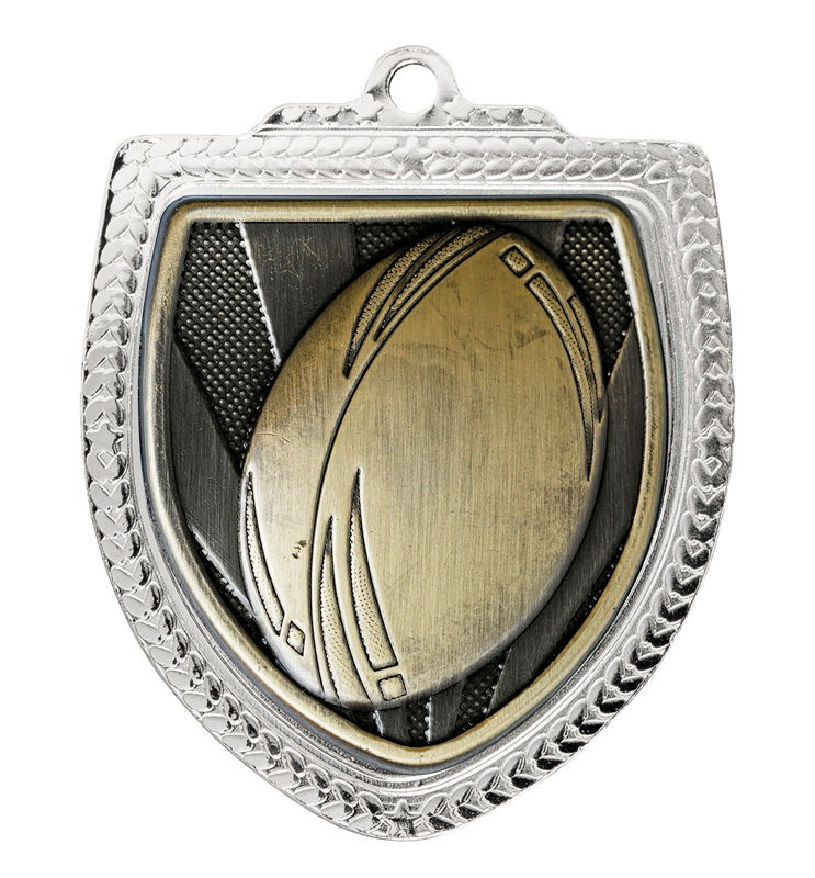 1067SVP-MS6B Shield Medal - Rugby Ball