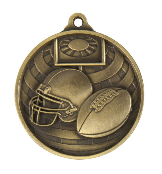 1073-27G Global Medal-Grid Iron Football