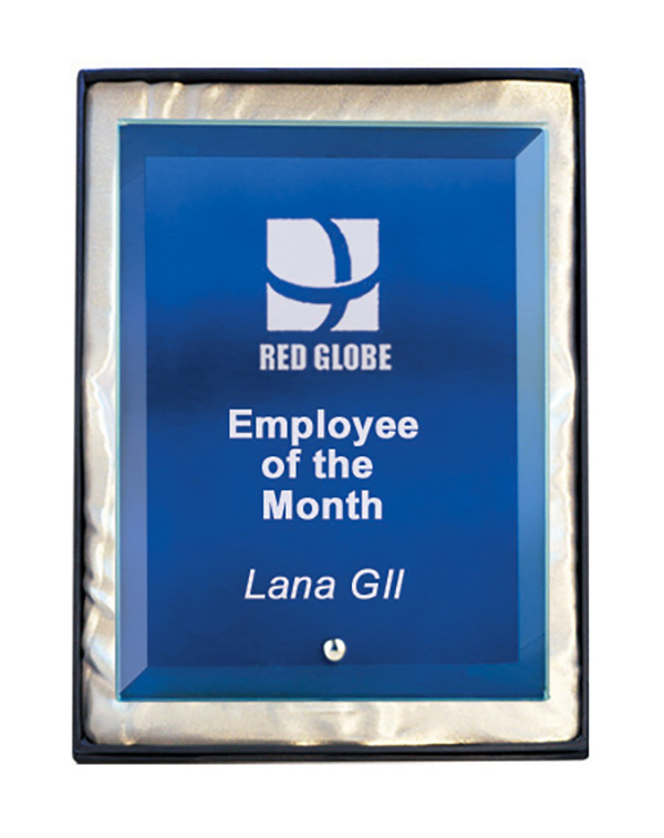 1274-3BU Laser Glass Rectangle Blue