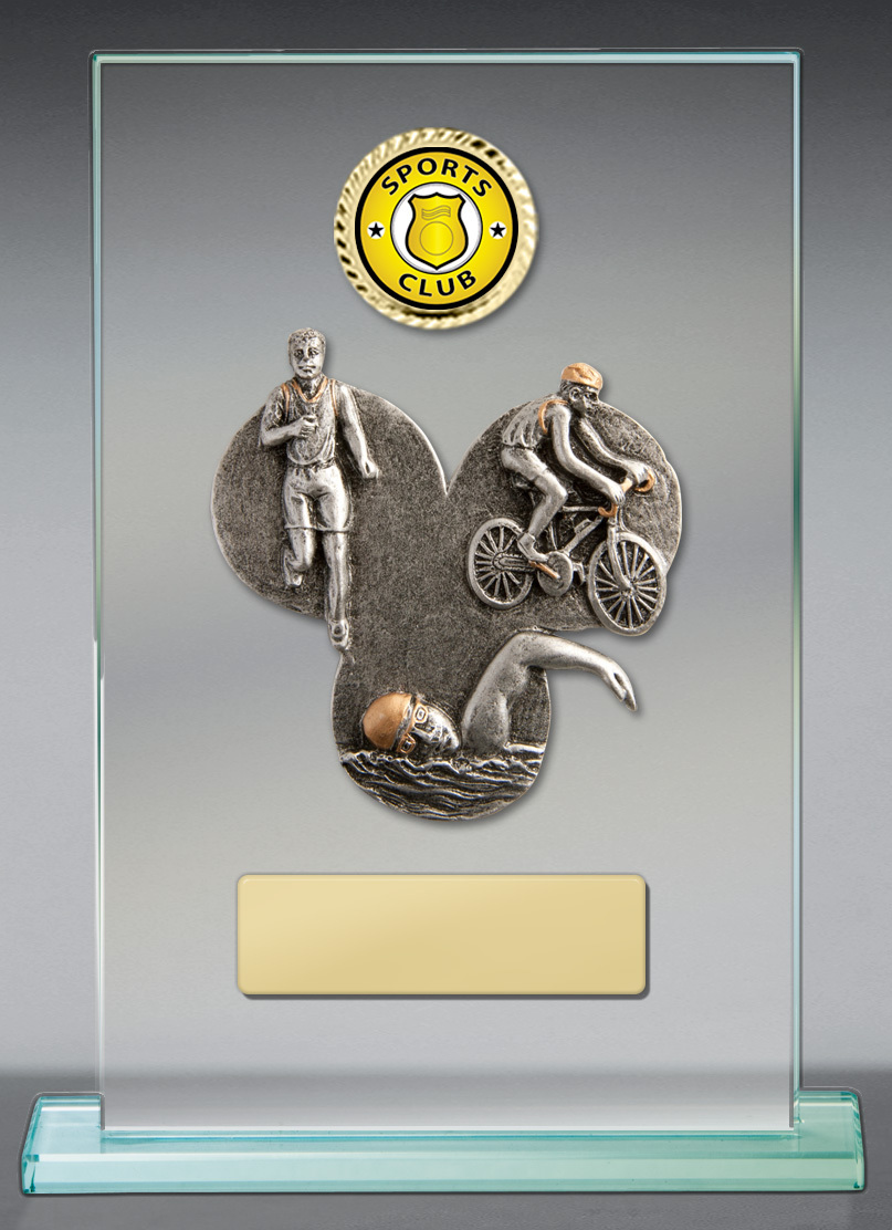 Triathlon Theme on Glass